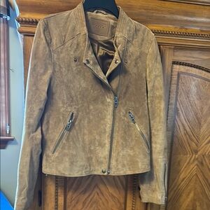 Blank NYC Genuine suede jacket. NWOT. Moto jacket. Taupe. Size M.